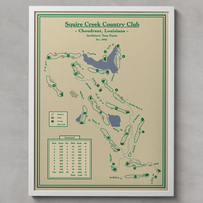 Golf Map Blueprints - Squire Creek Country Club  in Louisiana. Wall Art by Lay of the Links 