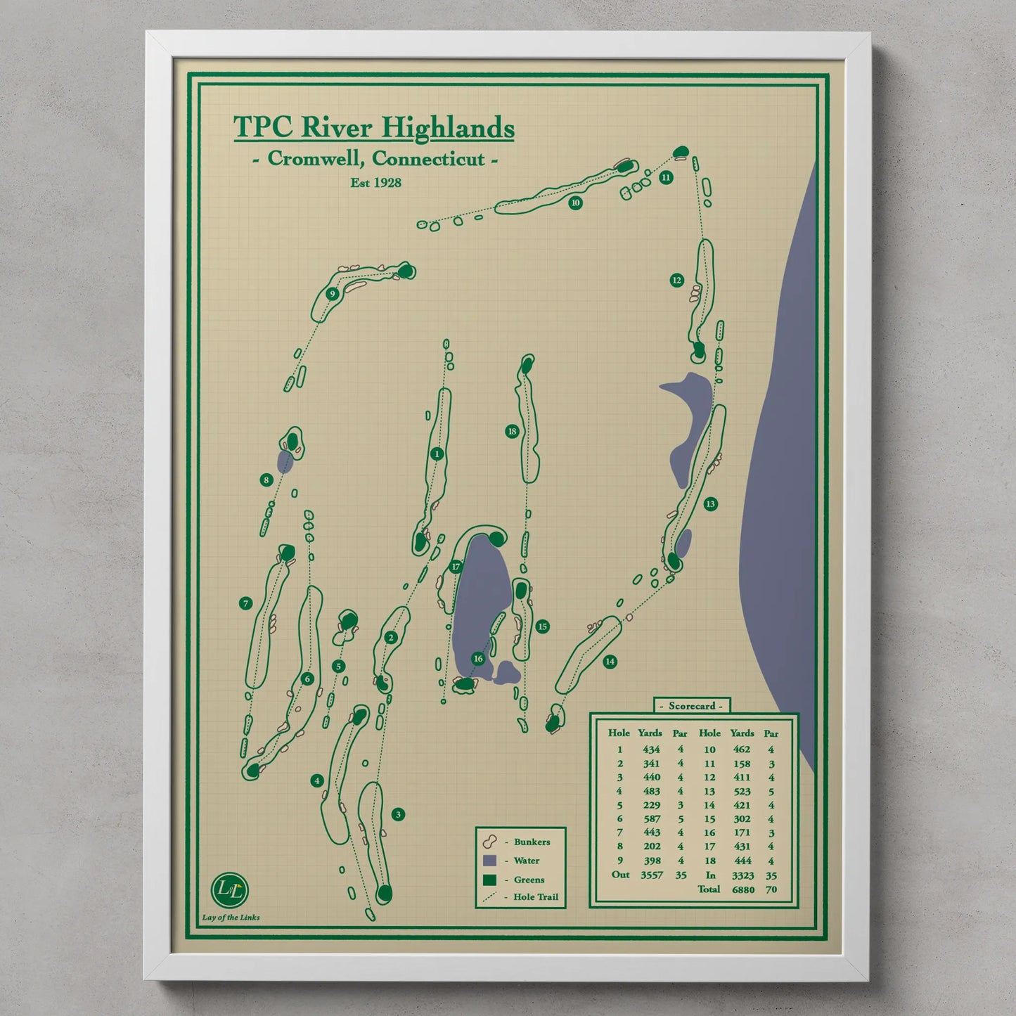 TPC River Highlands Golf Course Print - by Lay of the Links