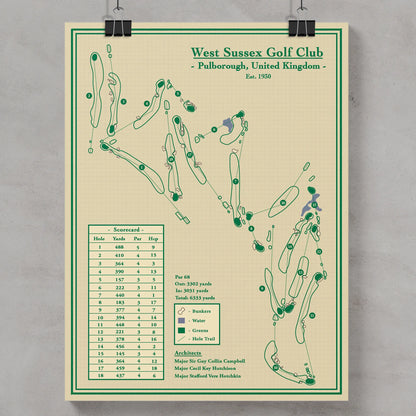 West Sussex Golf Club - Course Map Print - Designed by Lay of the Links