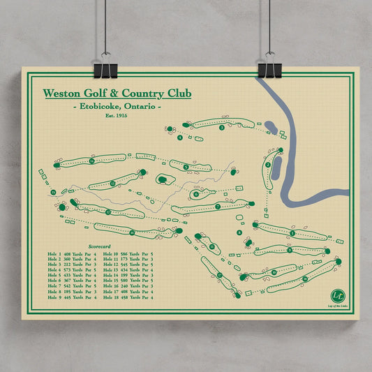 Golf Map Blueprints - Weston Golf Club in Toronto, Canada