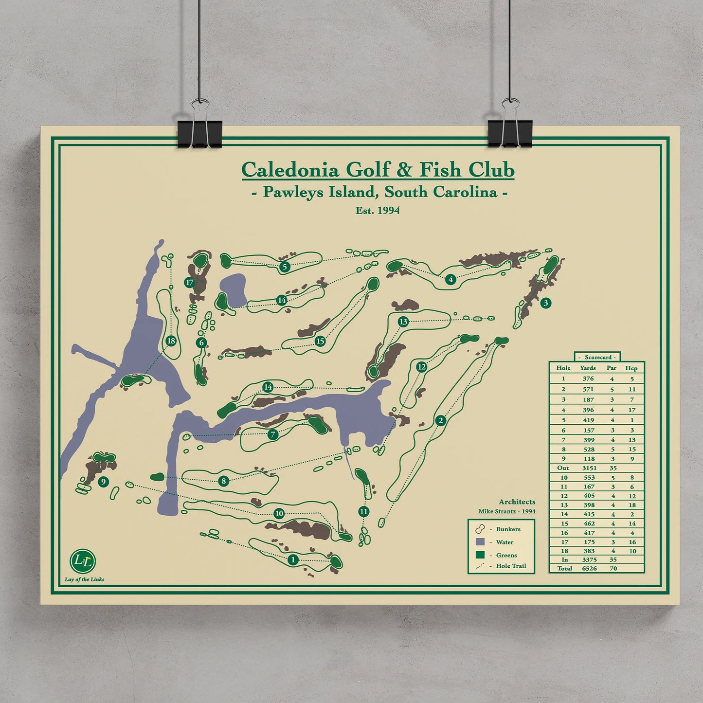 Course Map of Caledonia Golf & Fish Club designed by Lay of the Links