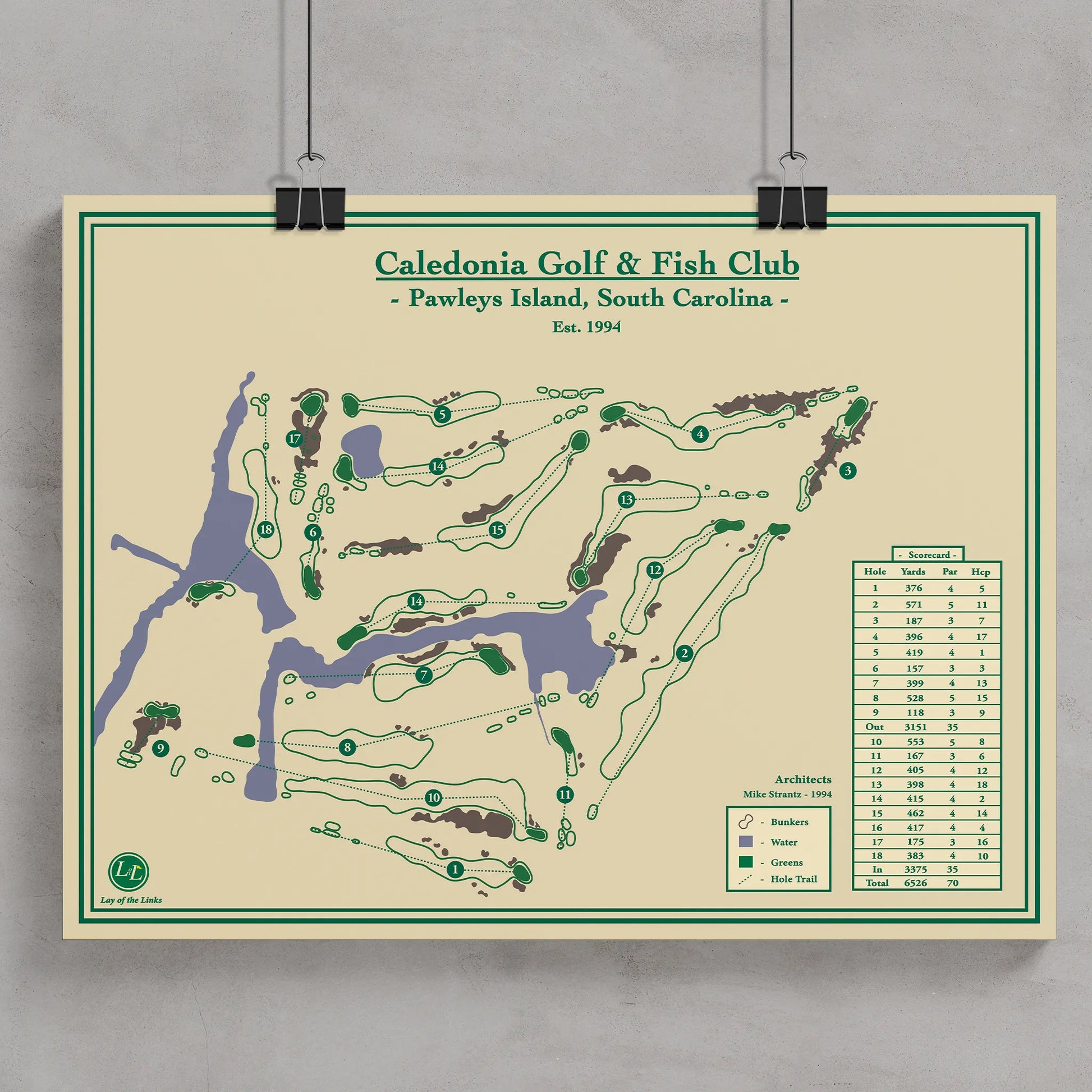 Course Map of Caledonia Golf & Fish Club designed by Lay of the Links