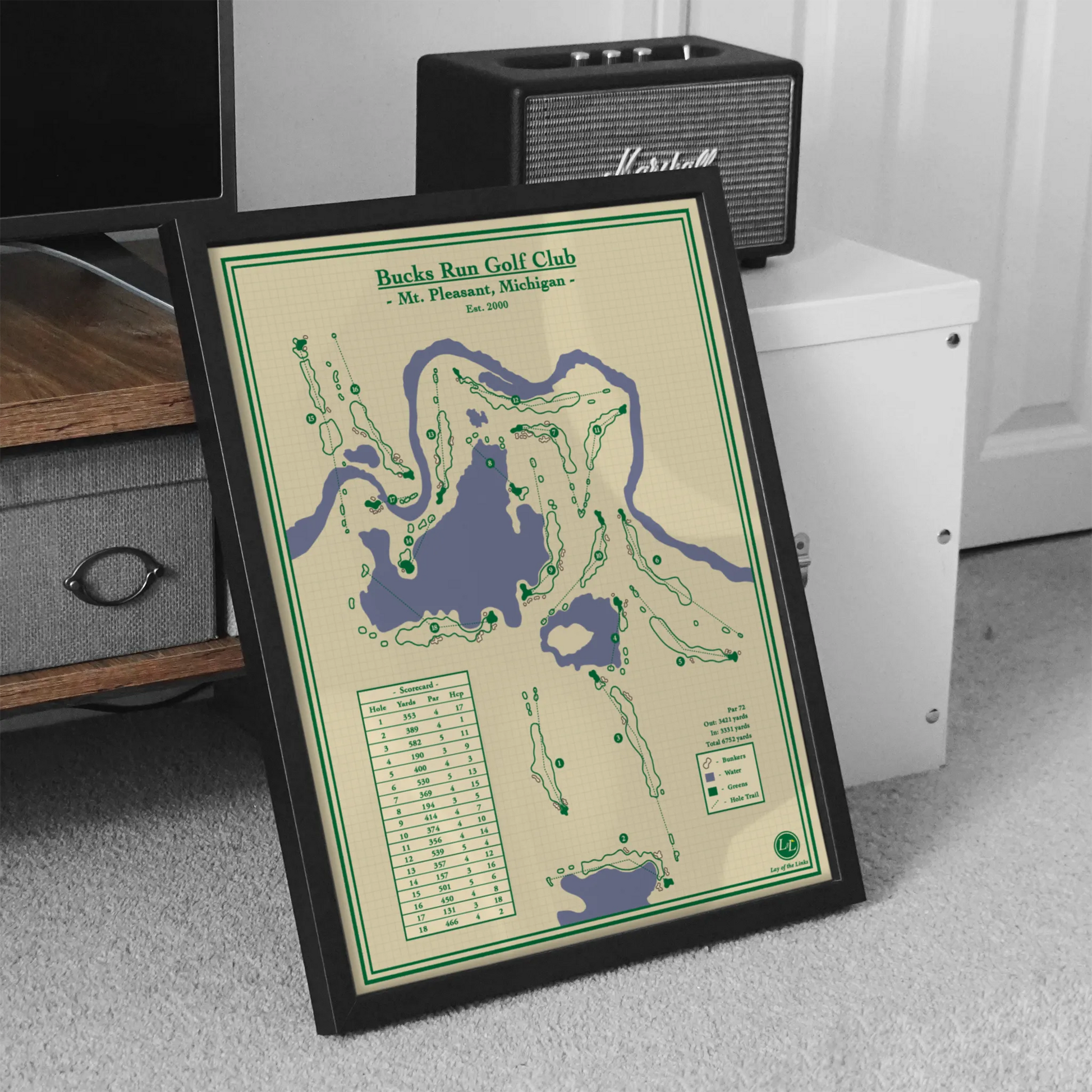 Bucks Run Golf Club Art Print Map