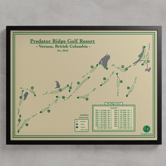 Predator Ridge (Ridge Course) Golf Map Print - Lay of the Links design