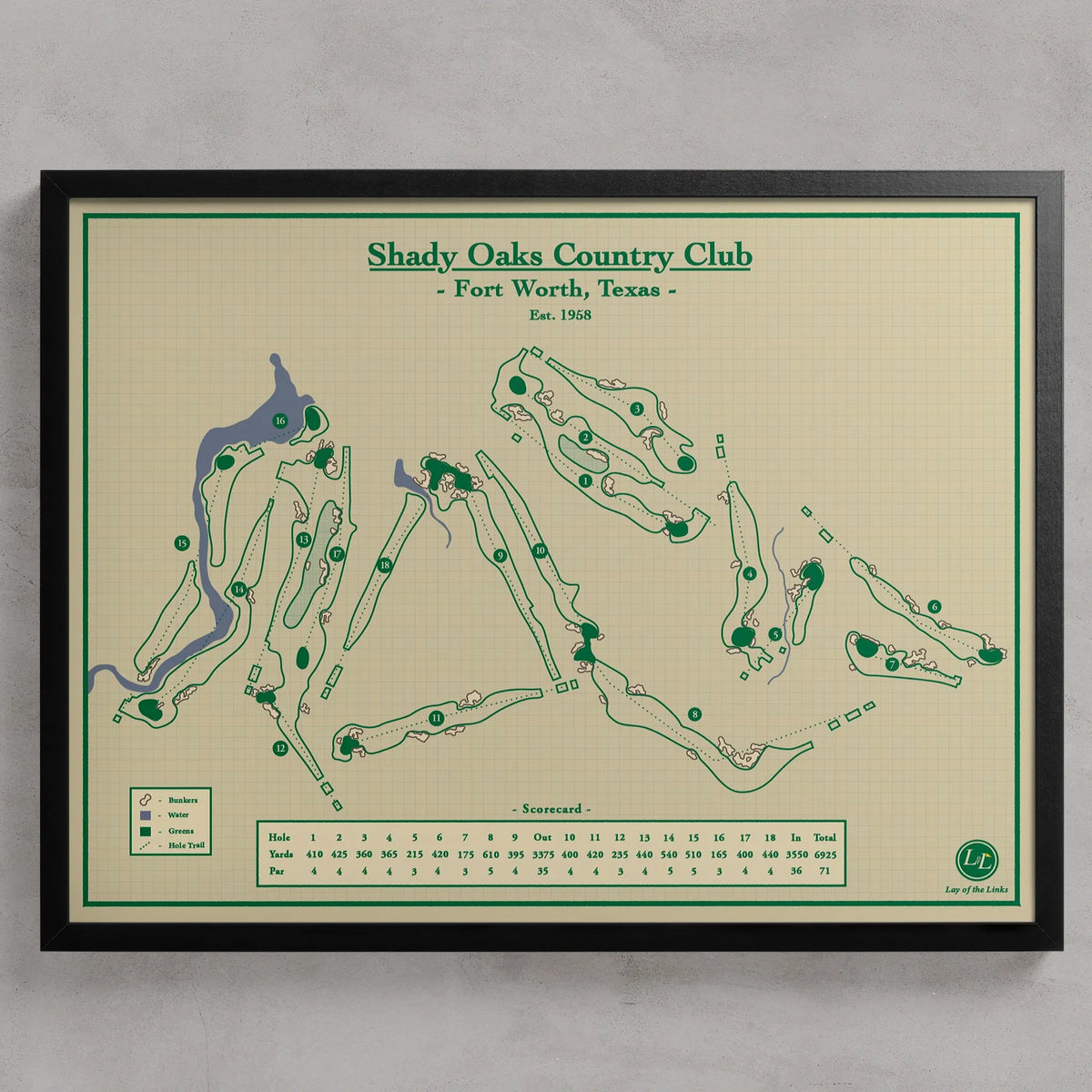 Shady Oaks Golf Map Blueprint - Fort Worth Art