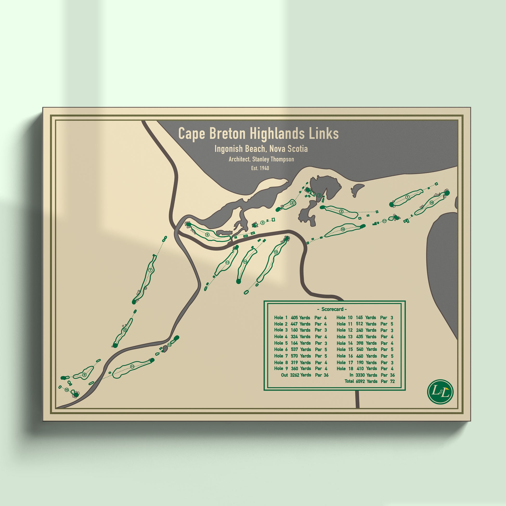 Unframed map of Cape Breton Highlands Links - Blueprint Series