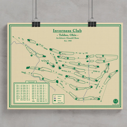 course map print of Inverness Club in Toldeo, Ohio