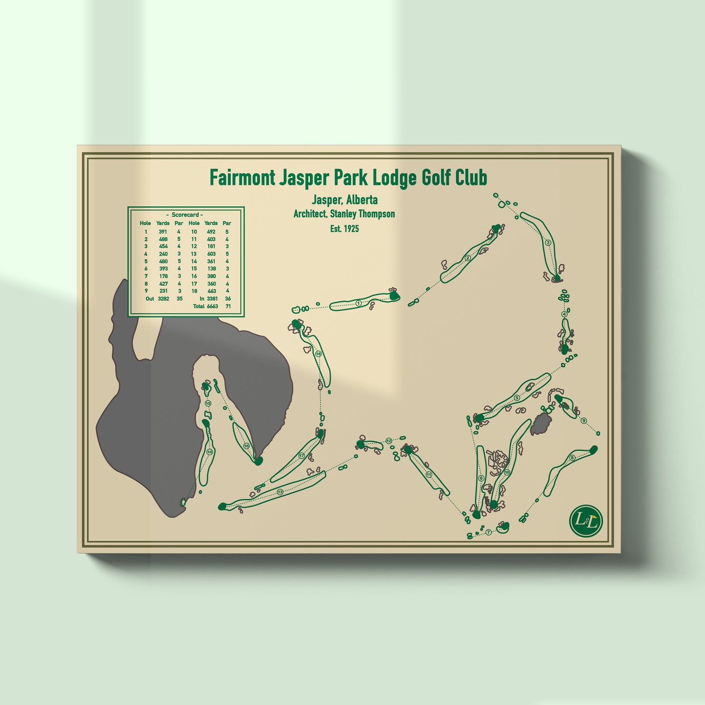 Unframed map of Fairmont Jasper Park Lodge Golf Club - Blueprint Series