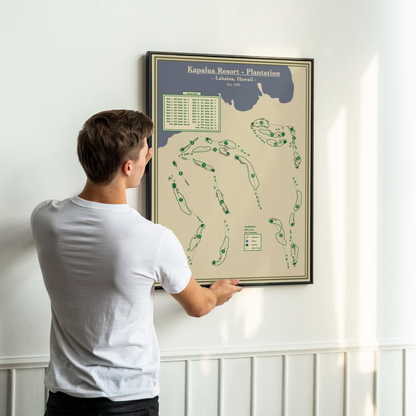 Kapalua resort Golf Course Map Print - Framed