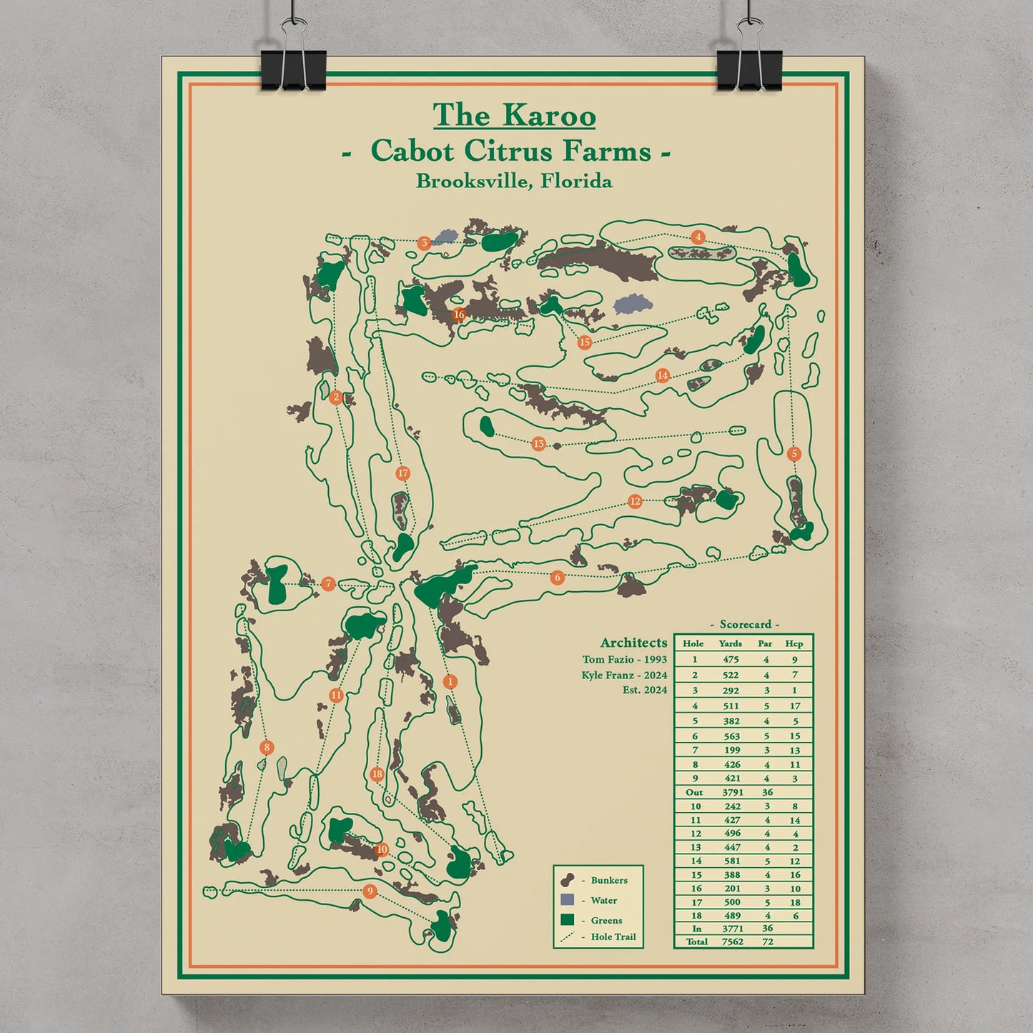 Course Map of Cabot Citrus Farms in Brooksville, Florida, designed by Lay of the Links