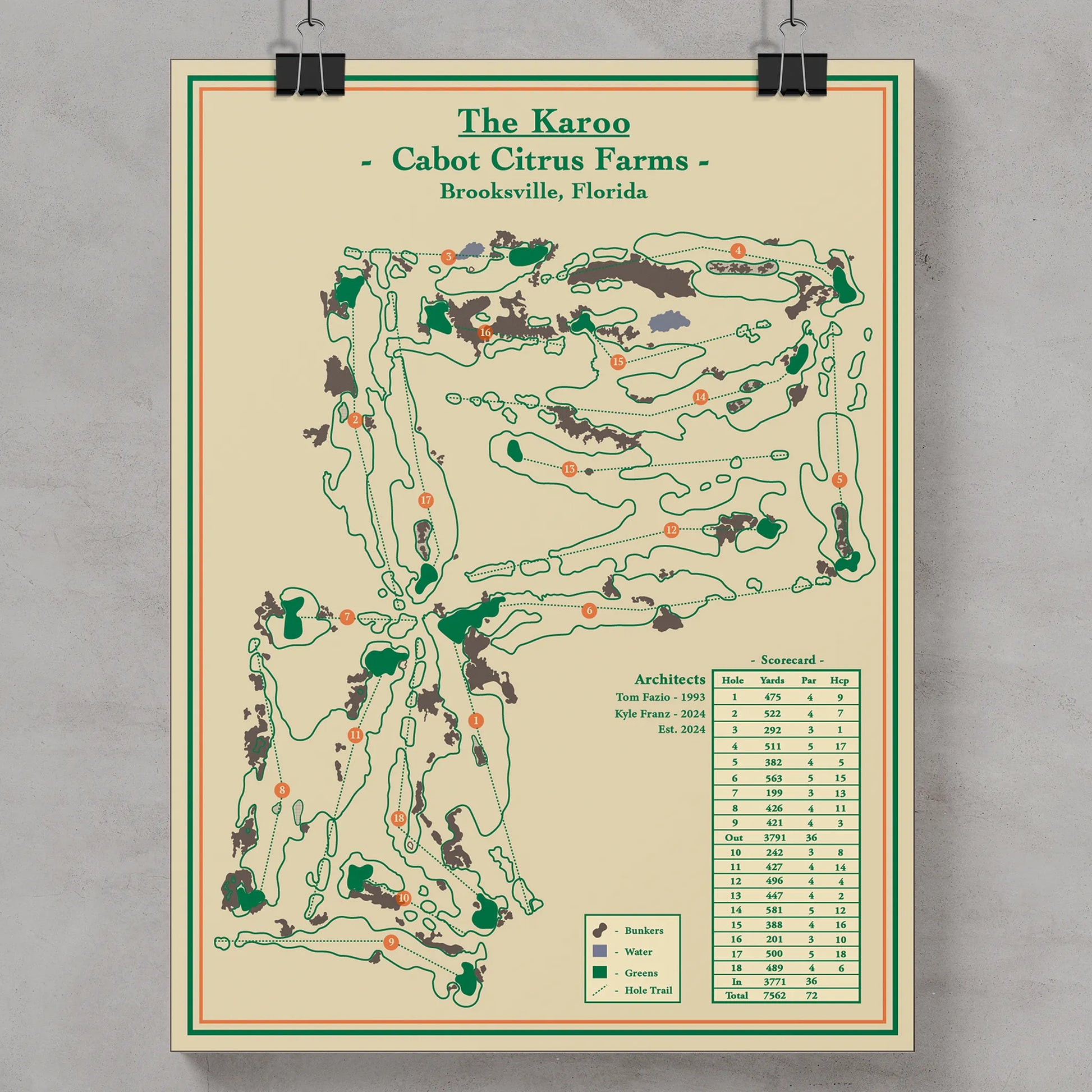 Course Map of Cabot Citrus Farms in Brooksville, Florida, designed by Lay of the Links