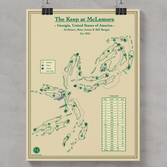 Golf course map print of 'The Keep at McLemore' designed by Lay of the Links golf art studio