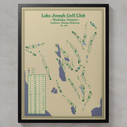 Framed Course map of Lake Joseph Golf Club 