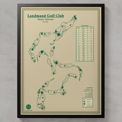 Landmand Golf Club Course Map Print Nebraska, USA