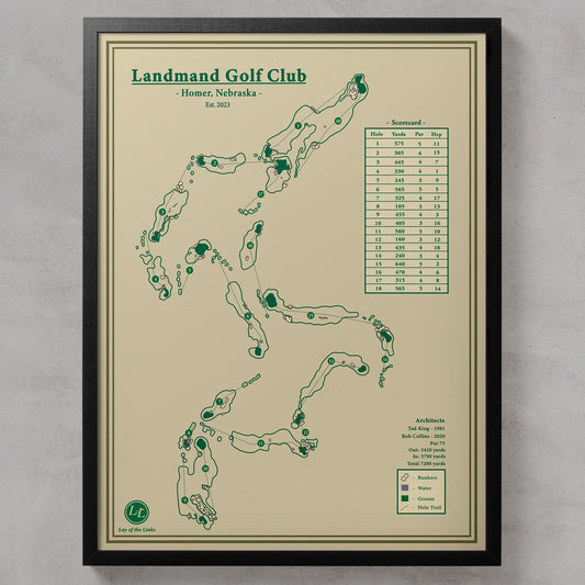 Landmand Golf Club Course Map Print Nebraska, USA
