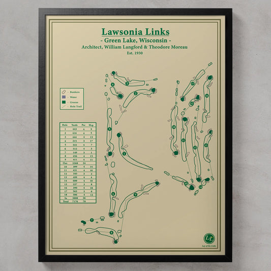 Lawsonia Links Course Map Print - Wisconsin Golf Art