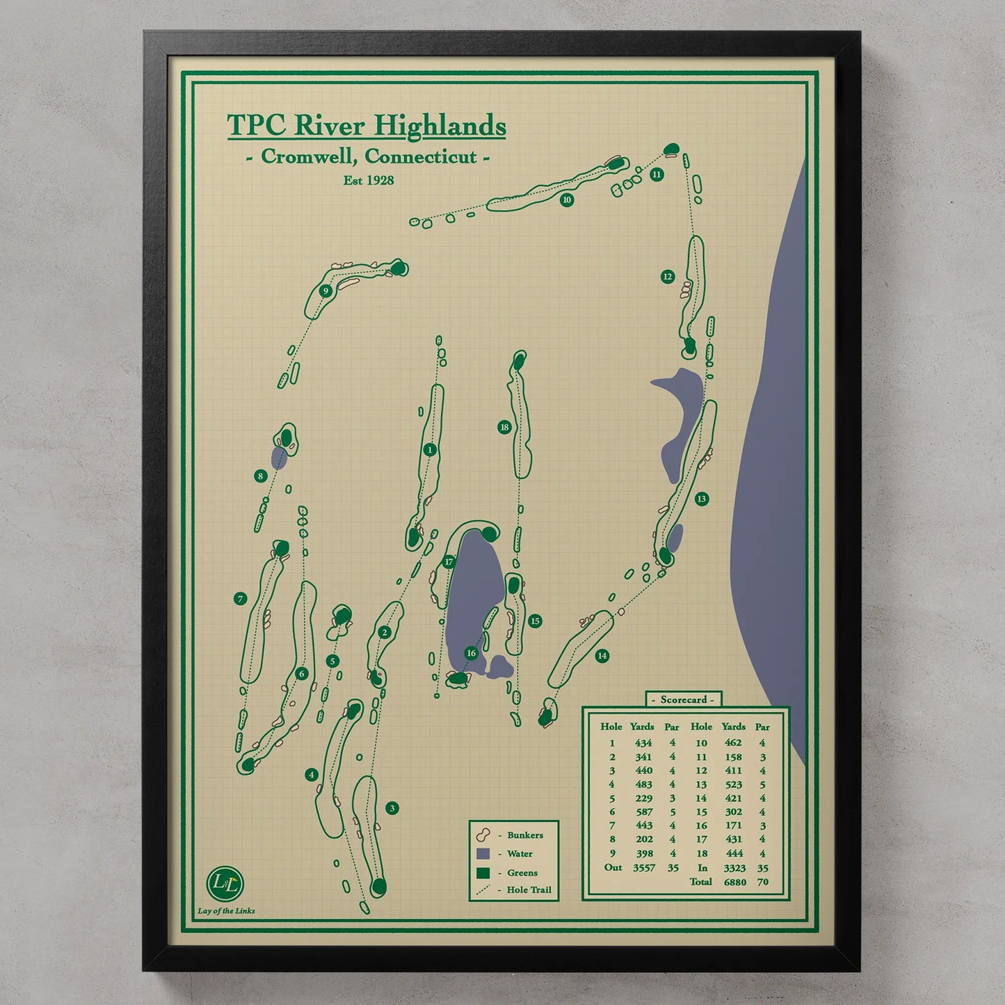 TPC River Highlands Golf Course Map Print in Cromwell, Connecticut
