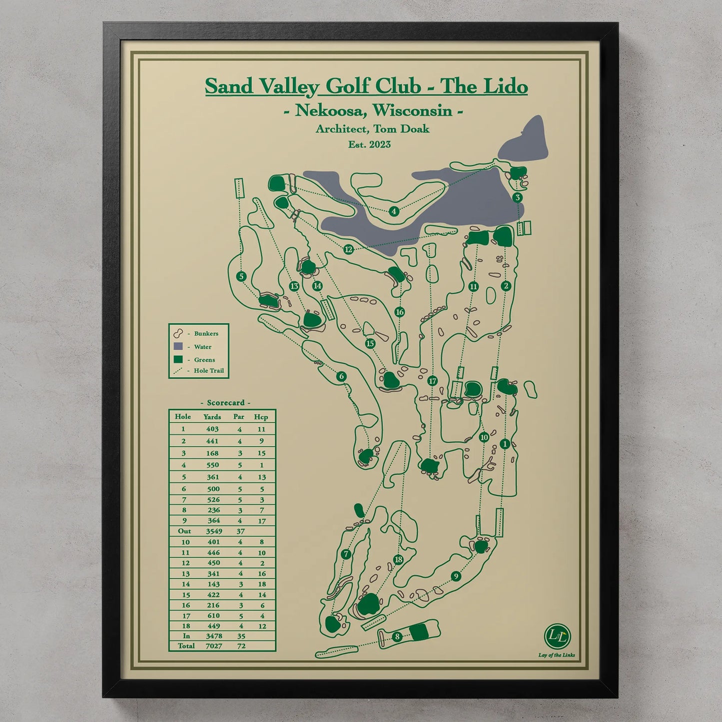 Sand Valley Golf Club, Lido Course Map Print - Wisconsin