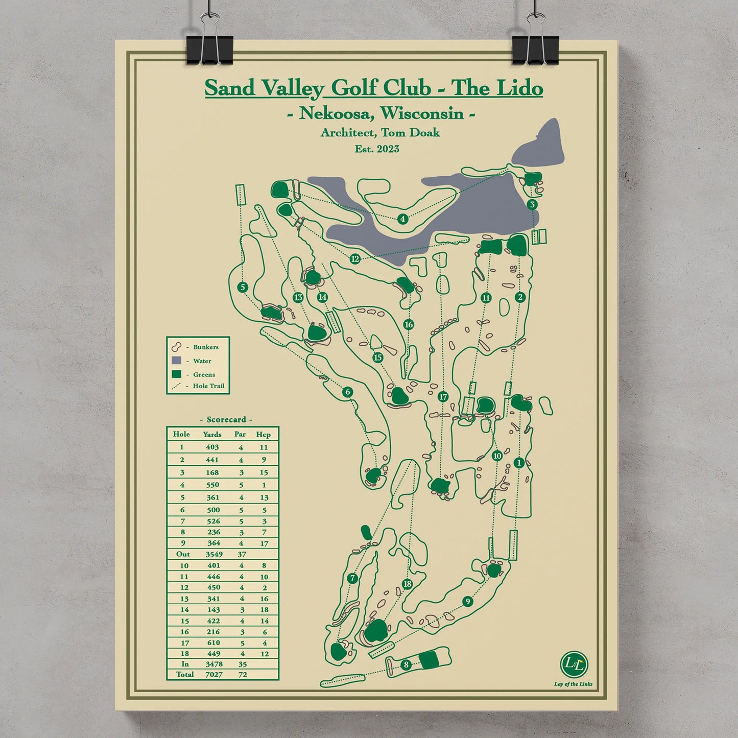 Golf course map print of Sand Valley Golf Club - The Lido