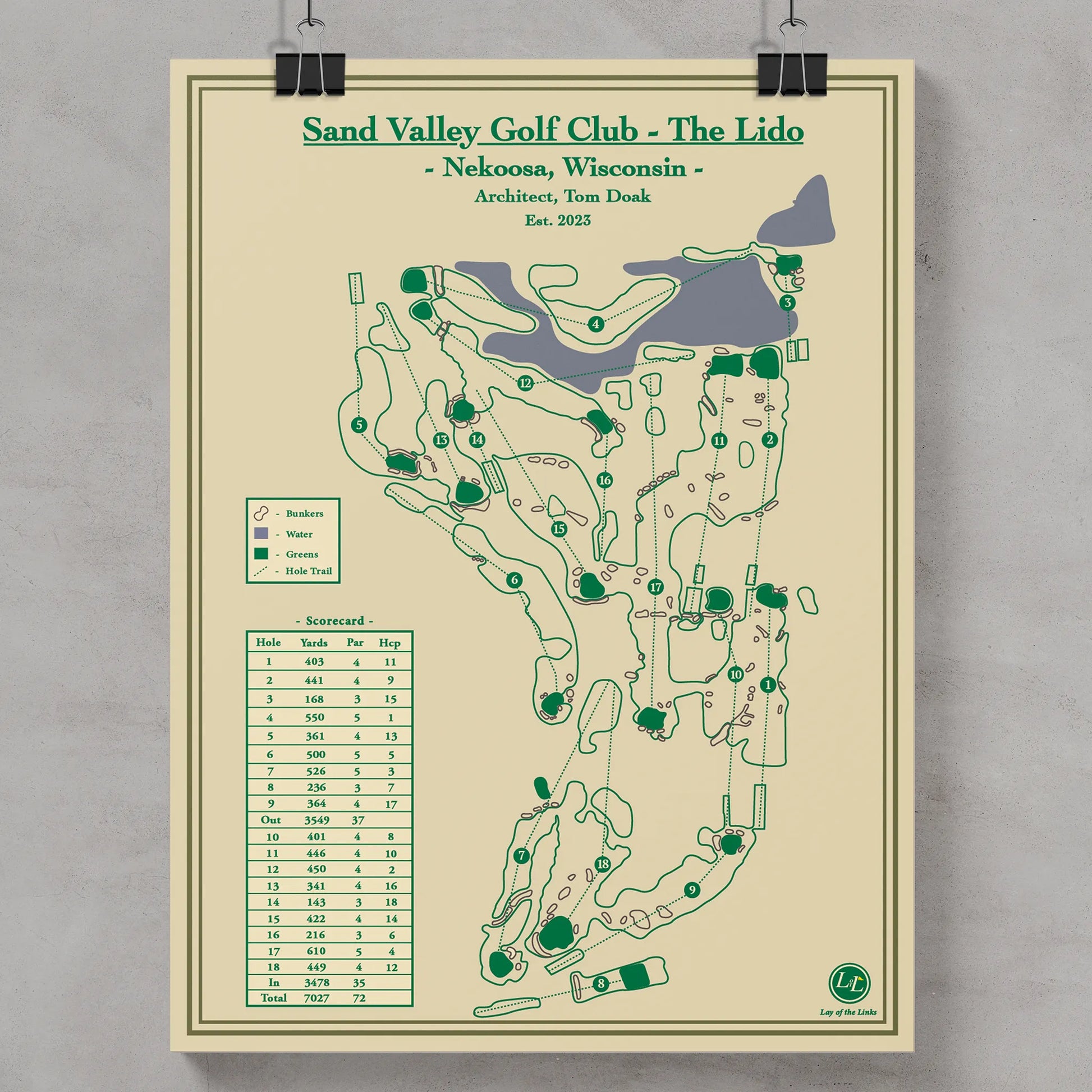 Golf course map print of Sand Valley Golf Club - The Lido