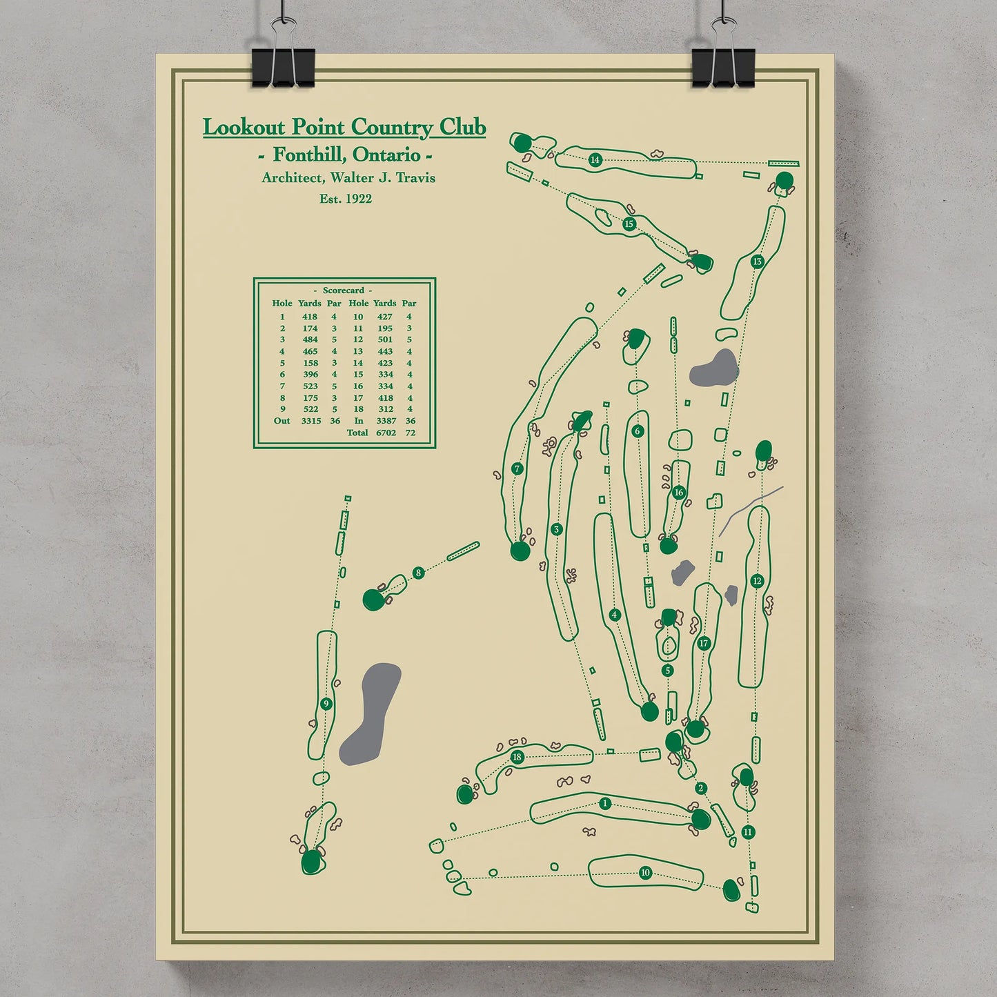 Lookout Point Country Club course map print