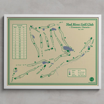 golf course map print for Mad River Golf Club in Creemore, Ontario,