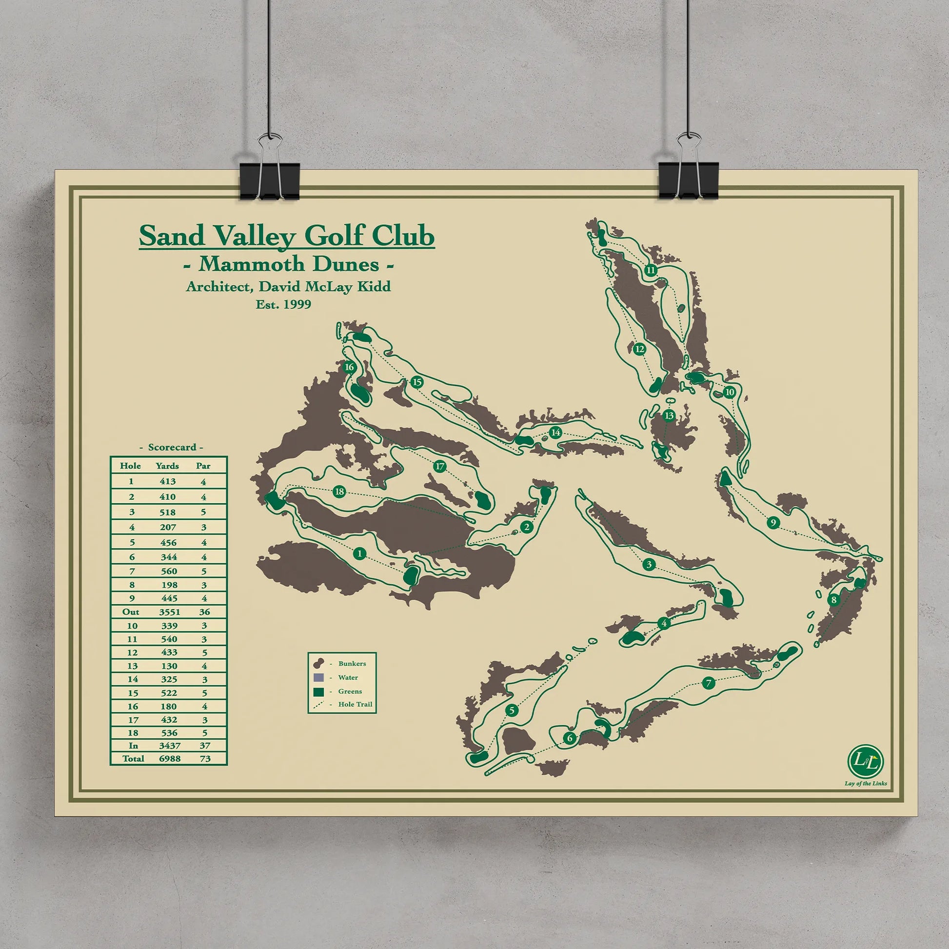 Shop Mammoth Dunes Golf Course Map at Sand Valley designed by Lay of the Links