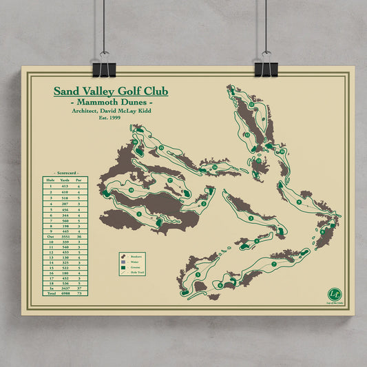 Shop Mammoth Dunes Golf Course Map at Sand Valley designed by Lay of the Links
