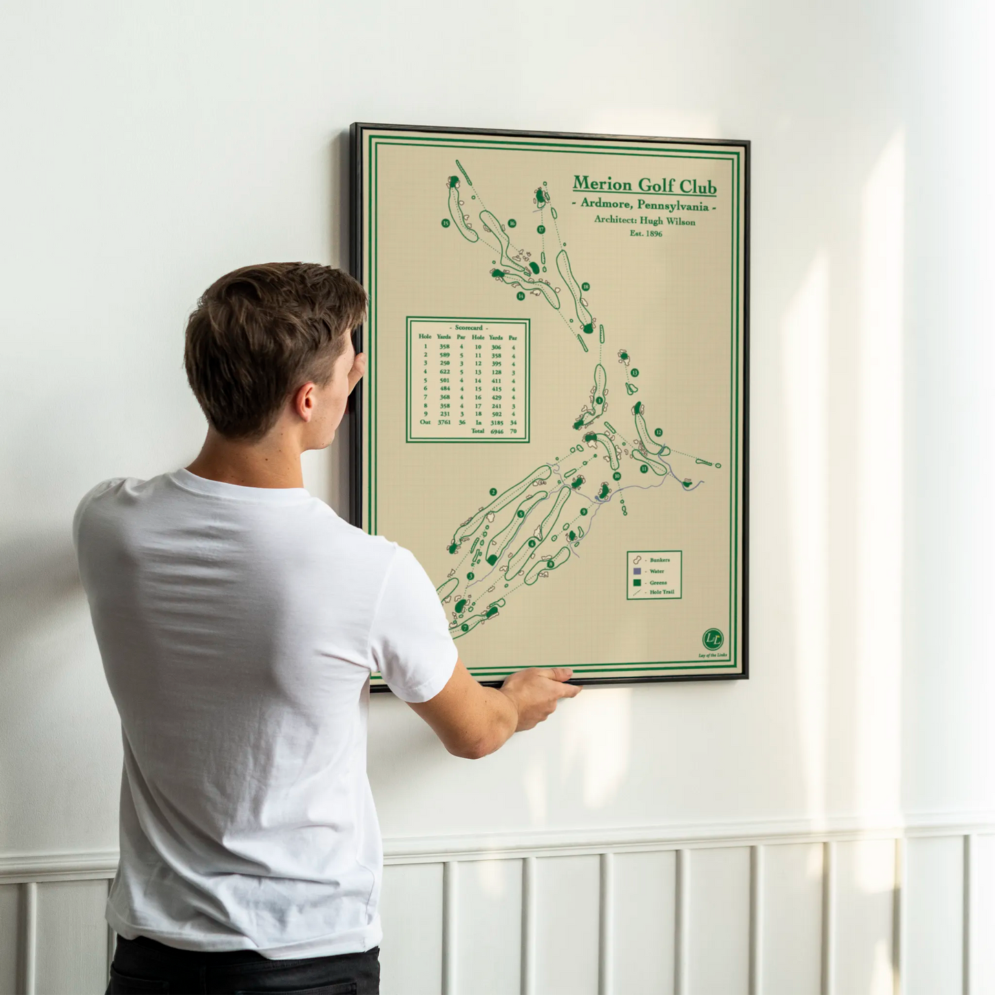 Merion Golf Club Map Course Map Print designed by Lay of the Links