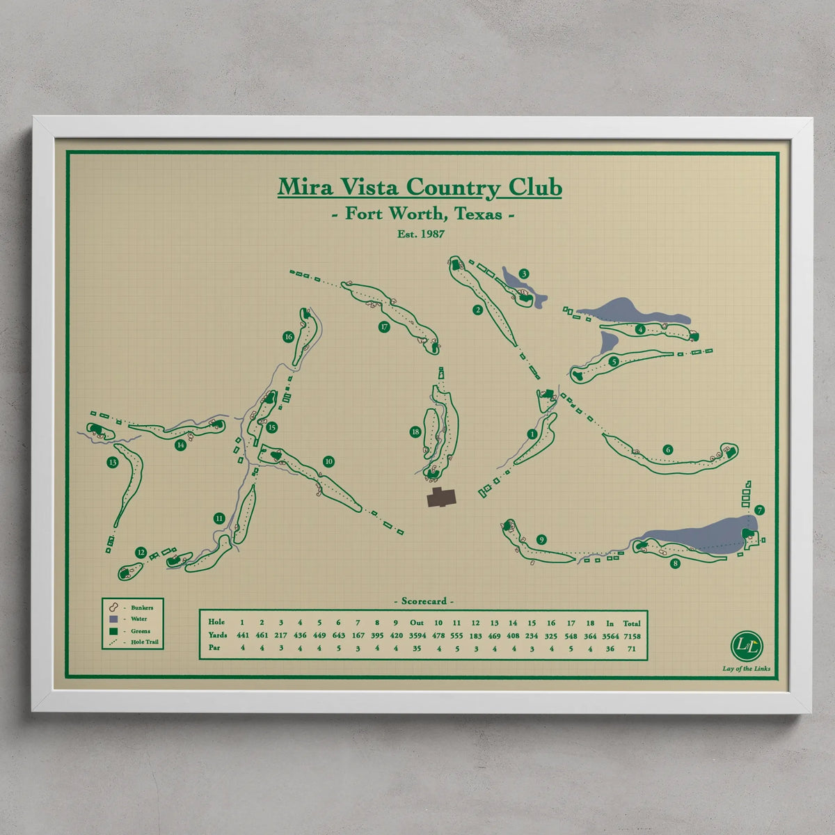Mira Vista Golf Course Map Print - Fort Worth, Texas