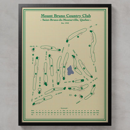 Mount Bruno Golf Club - Course Map Print designed by Lay of the Links Art Studio