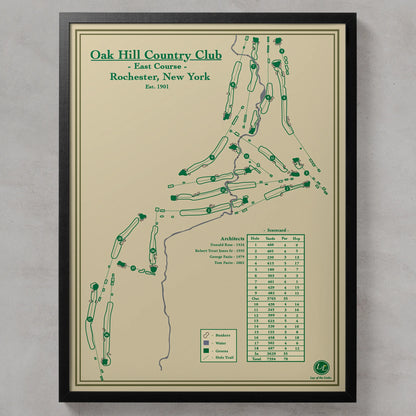 Course map print of Oak Hill Country Club's East Course in Rochester, New York