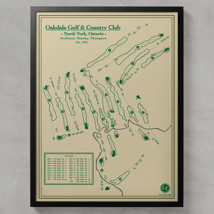 Framed map of Oakdale Golf & Country Club