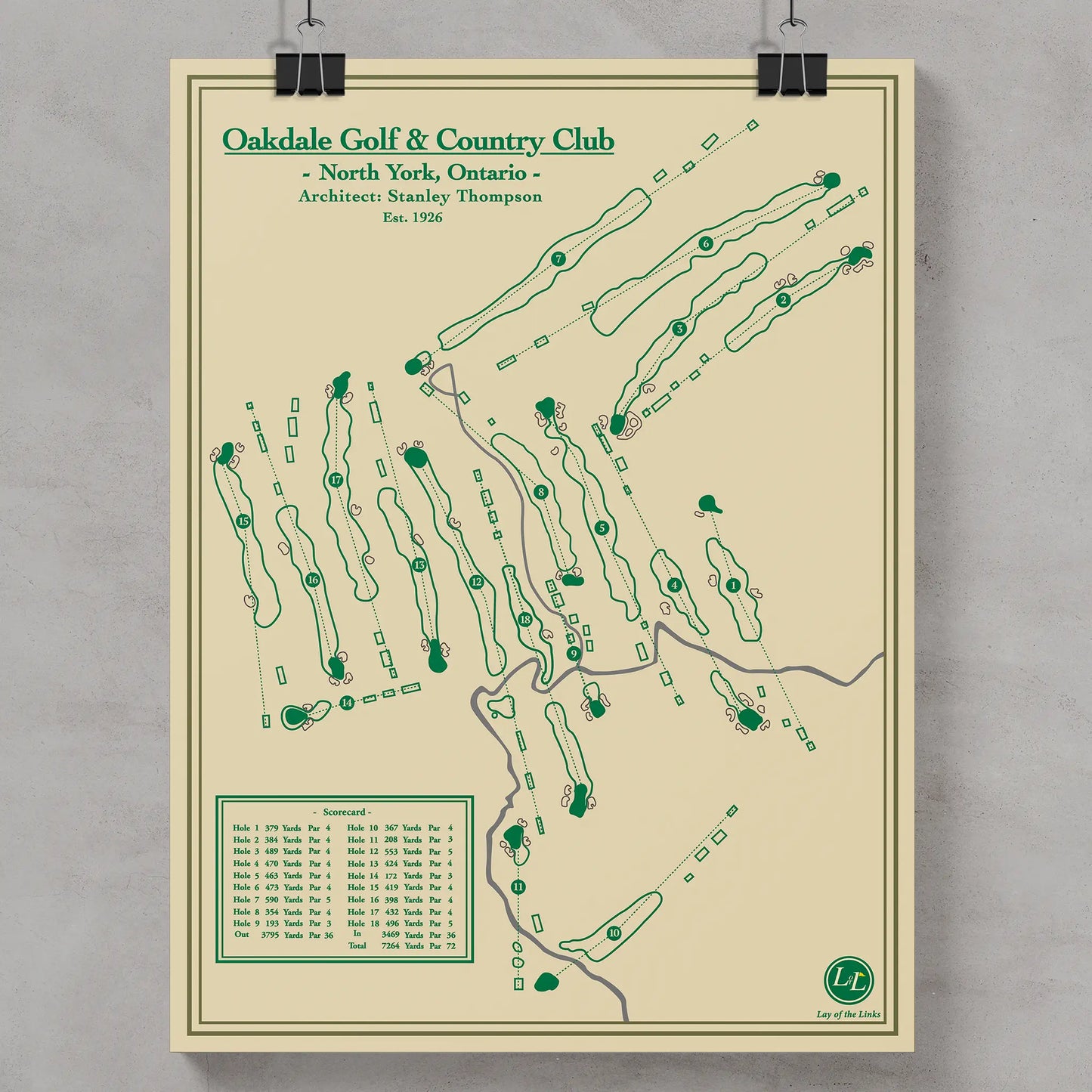 Oakdale Golf & Country Club Course Map print