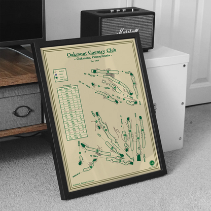 Oakmont Country Club course map print, PA, USA