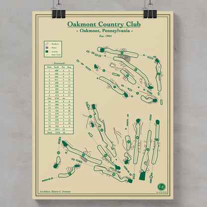 Oakmont Golf Course Map Print designed by Lay of the Links