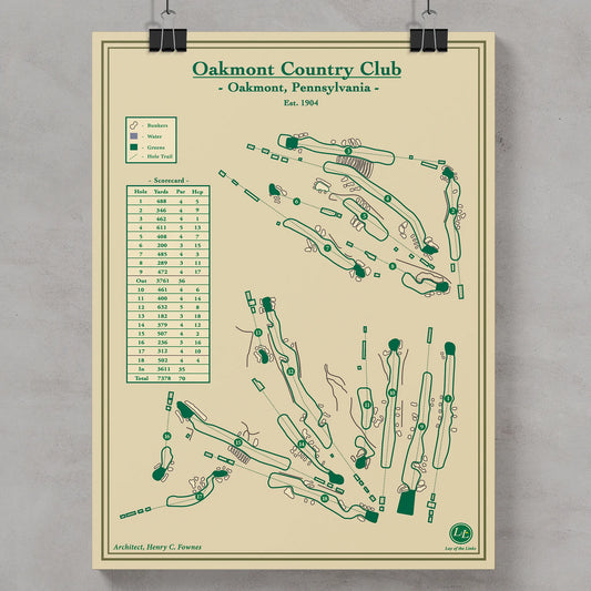 Oakmont Golf Course Map Print designed by Lay of the Links
