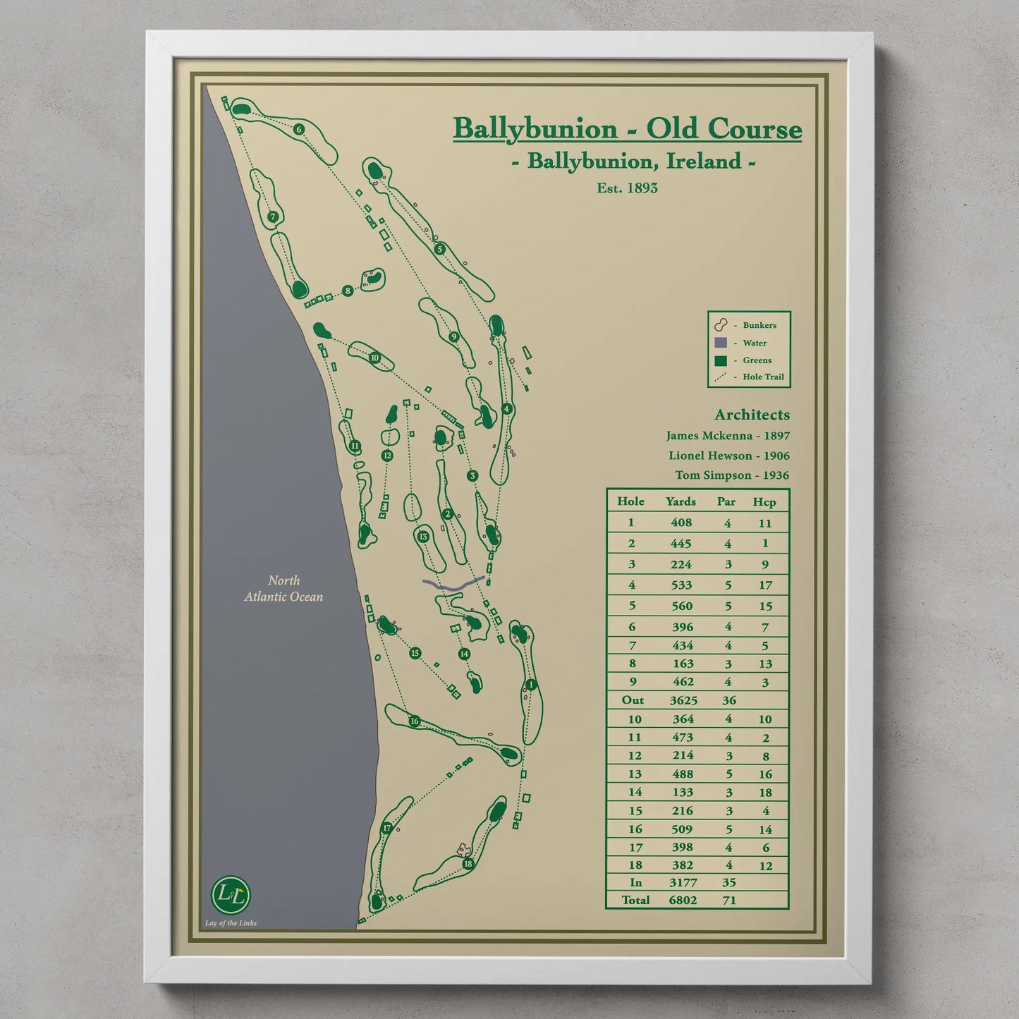 Old Course Ballybunion - Framed Course Map Art