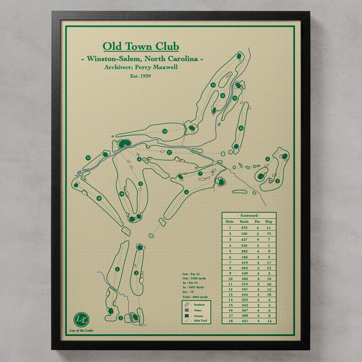 Old Town Club Course Map Print Wall Art