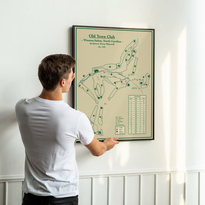 golf map  print titled 'Old Town Club' designed by Lay of the Links art studio