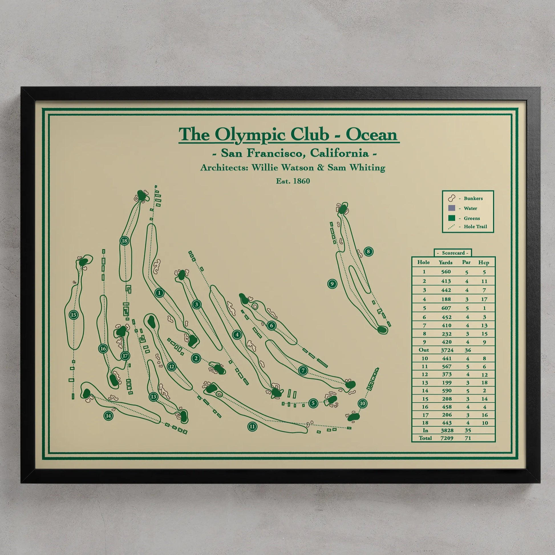 Ocean Course at Olympic Club - Golf Course Prints by Lay of the Link