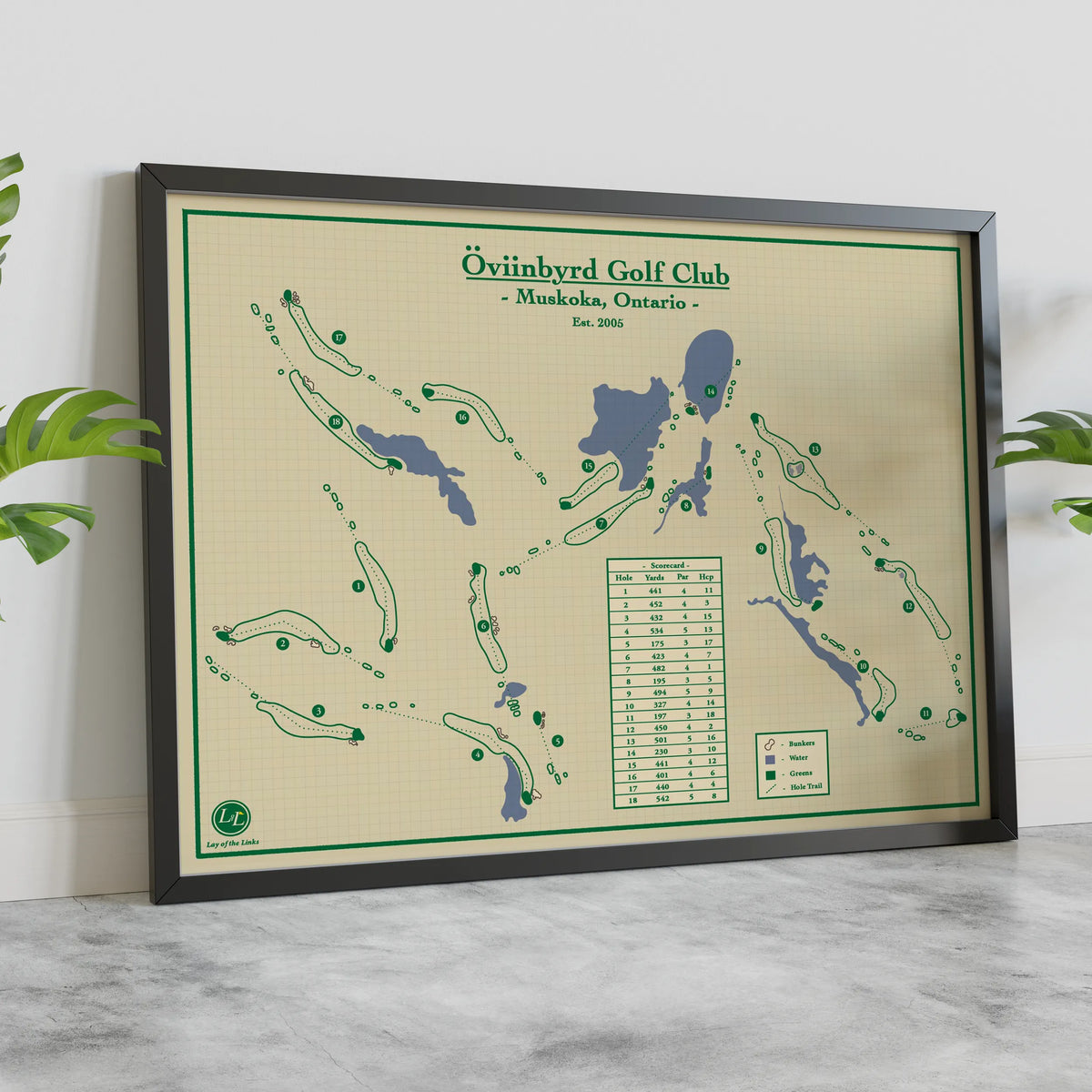 Oviinbyrd Golf Club in Muskoka Ontario - Course Map Print