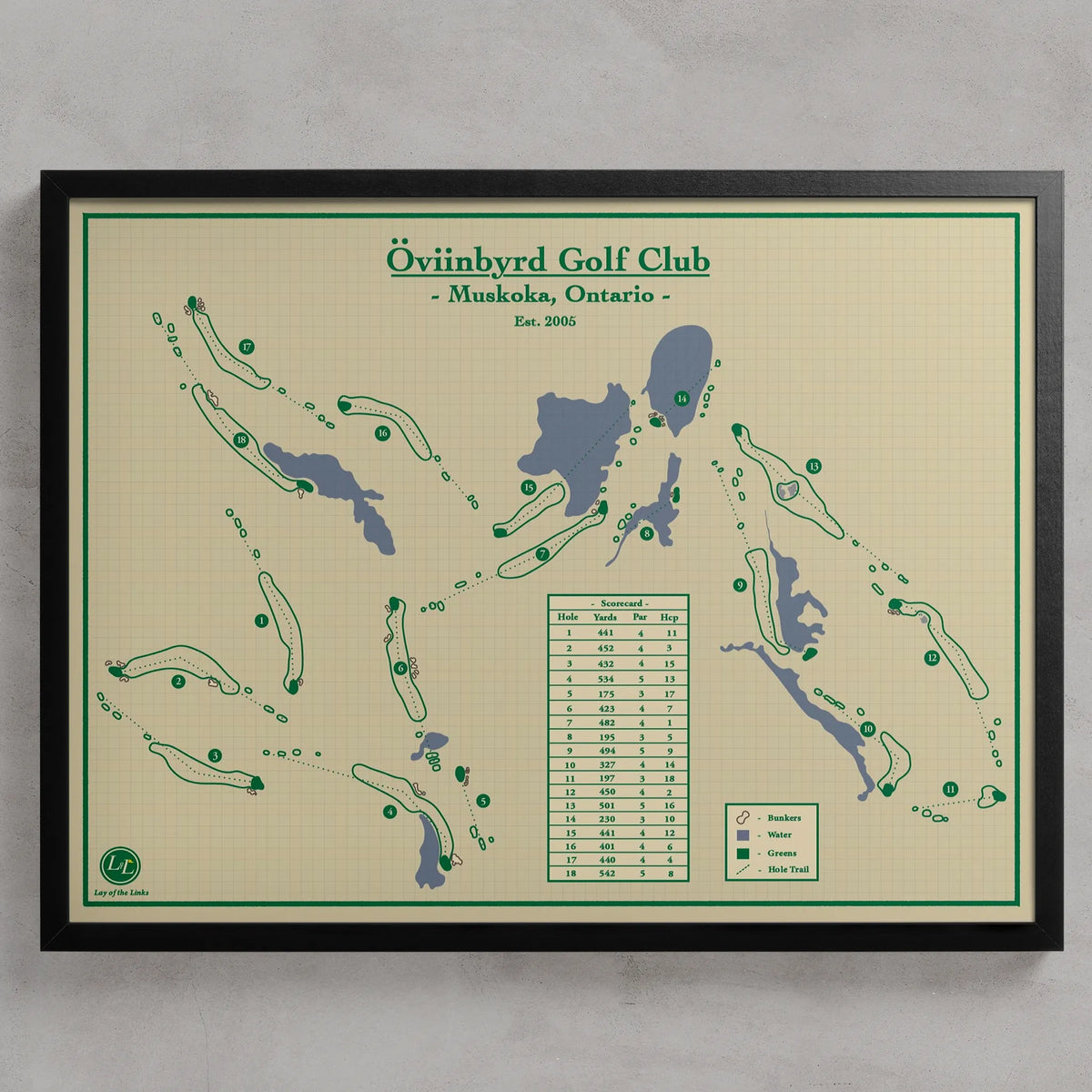 Oviinbyrd Golf Club Wall Art Course Map