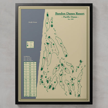Pacific Dunes Golf Course Map Print - Bandon, OR