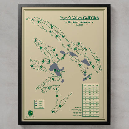 Paynes Valley Golf Course Map Print-Tiger Woods Designed Course