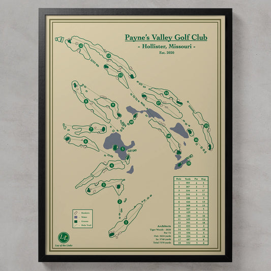 Paynes Valley Golf Course Map Print-Tiger Woods Designed Course