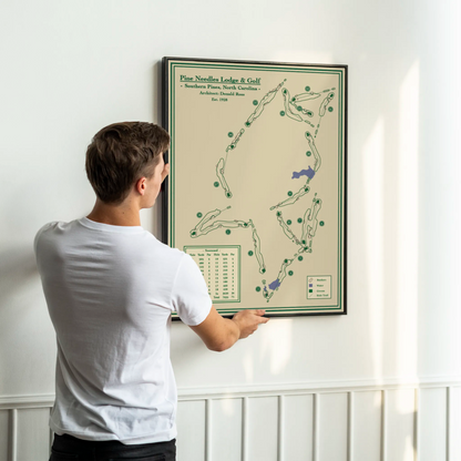 Pine Needles Golf and Lodge - Course Map Blueprint Art