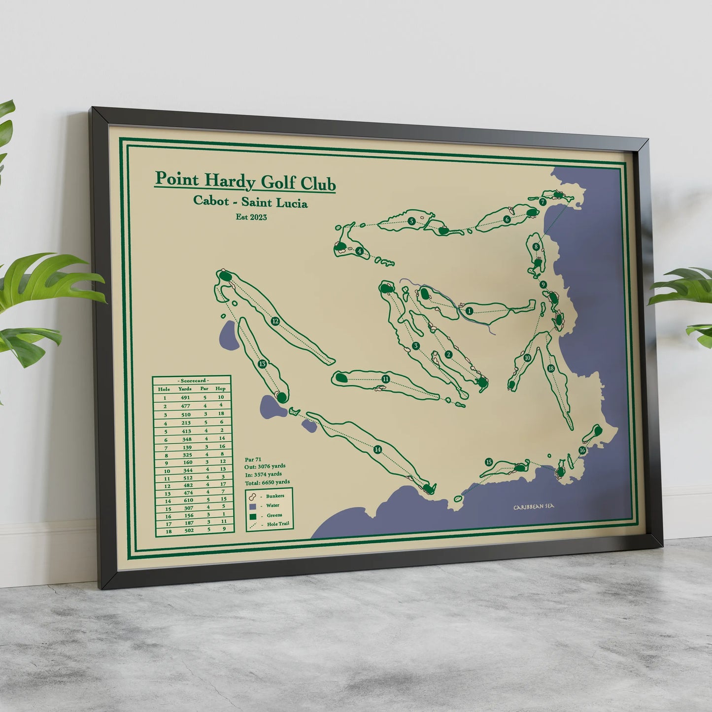 Point Hardy Golf Course Map Print - Saint Lucia