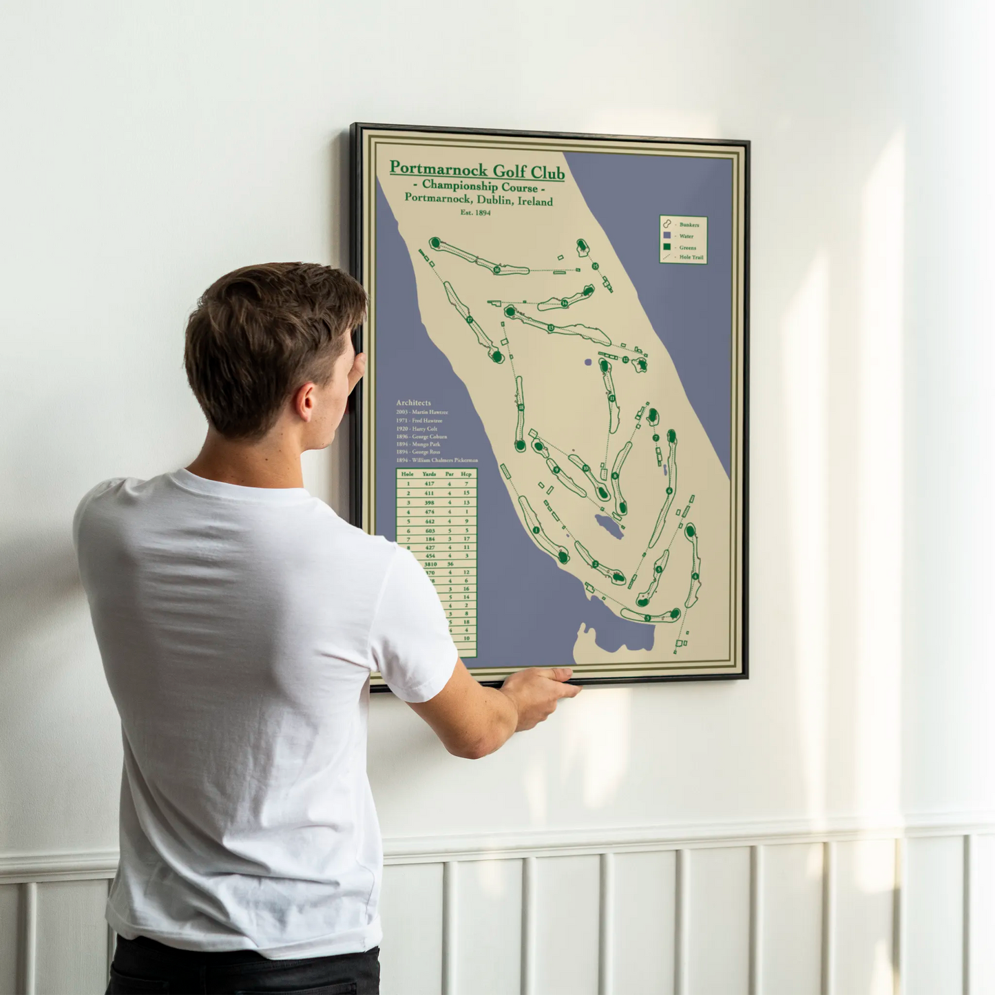 Portmarnock Golf Club Blueprint Map Art
