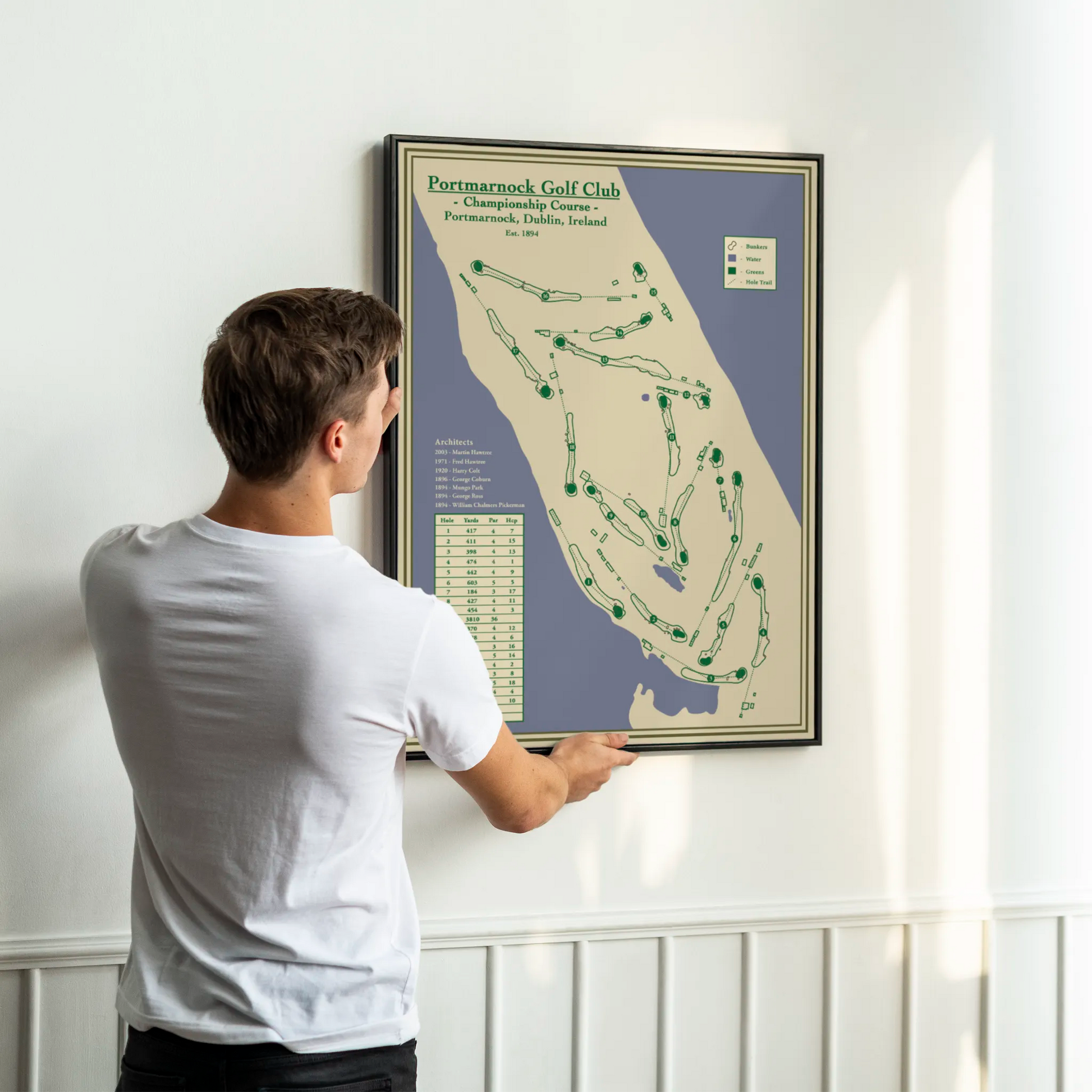 Portmarnock Golf Club Blueprint Map Art